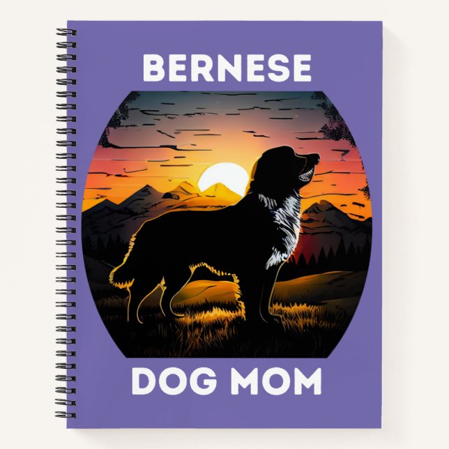 Bernese and the Rising Sun For Bernese Dog Mum Notebook (Front)