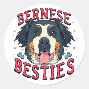 Bernese Besties - Friendship with Bernese Mountain Classic Round Sticker