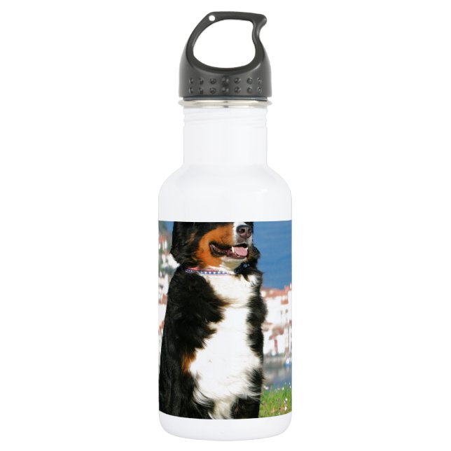 Bernese cattle dog posing at the beach 532 ml water bottle (Front)