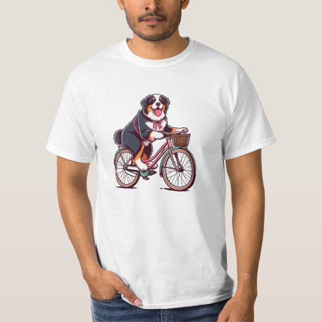 Bernese Dog Biker, Bernese cruiser bike adventure T-Shirt (Front)