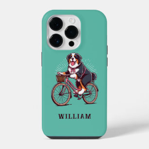 Bernese Dog Biker, Bike adventure Customised Name iPhone 14 Pro Case