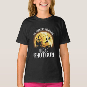 Bernese Dog Rides Shotgun, Halloween Spooky Dog T-Shirt