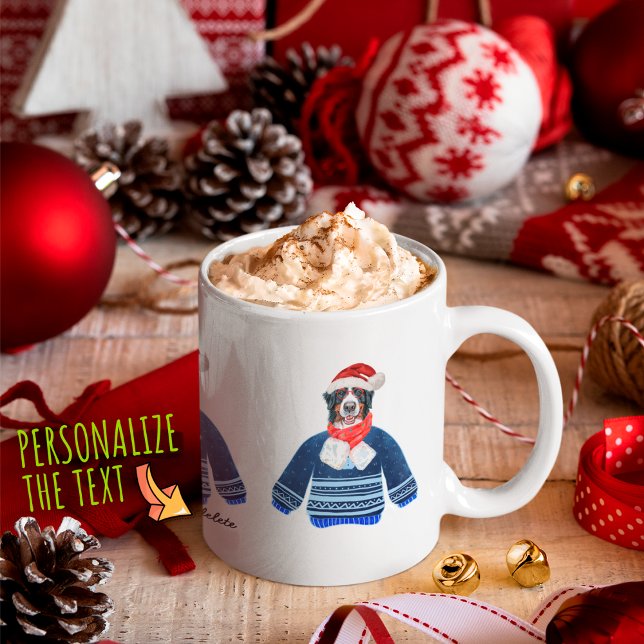 Bernese Dog Wearing Ugly Sweater Xmas Dog Lover Coffee Mug (Creator Uploaded)