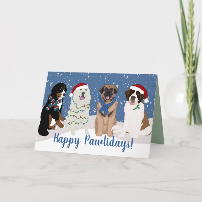 Bernese Leonberger Pyrenees St Bernard Christmas  Card (Front)