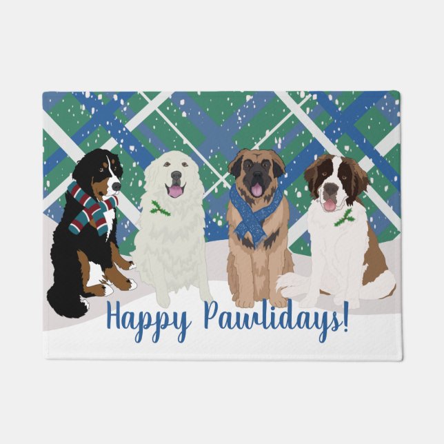 Bernese Leonberger Pyrenees St Bernard Christmas Doormat (Front)