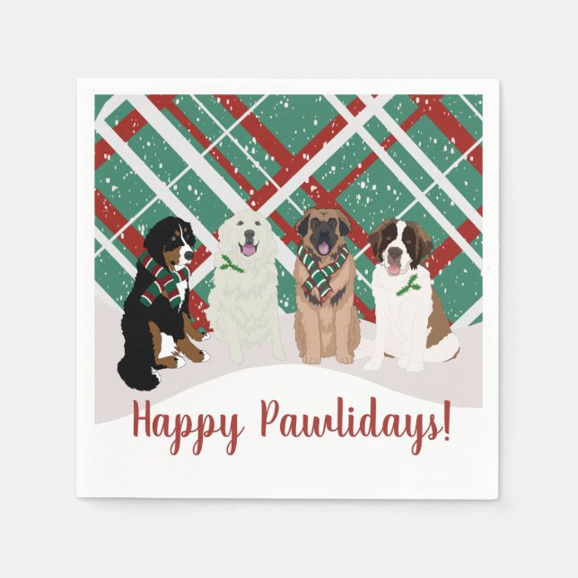 Bernese Leonberger Pyrenees St Bernard Christmas Napkin (Front)