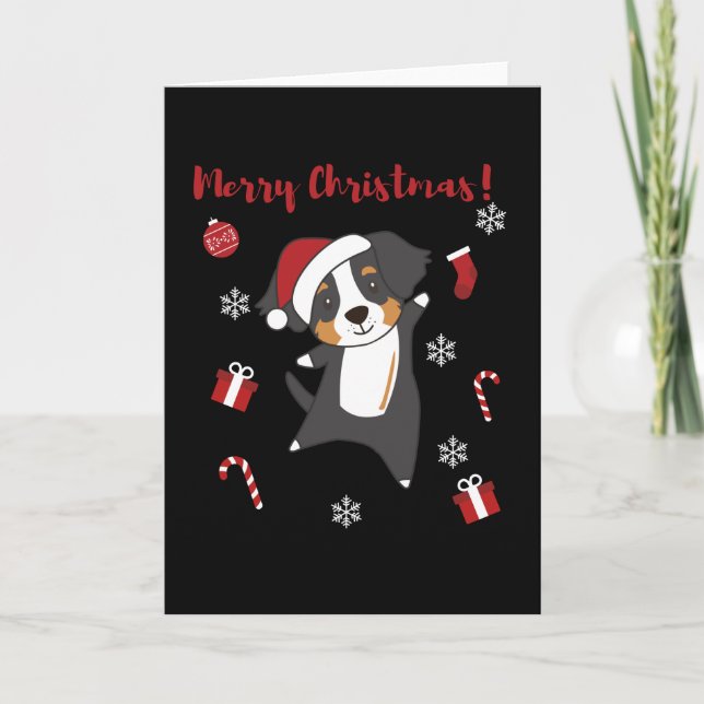 Bernese Merry Christmas Happy Christmas Dogs Card (Front)