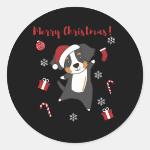 Bernese Merry Christmas Happy Christmas Dogs Classic Round Sticker