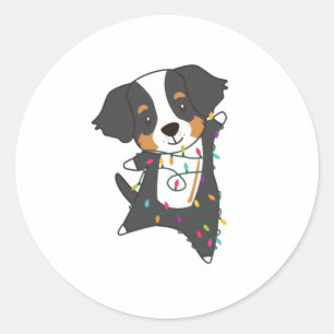 Bernese Merry Christmas Happy Christmas Dogs Classic Round Sticker