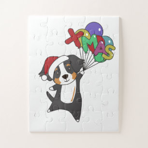 Bernese Merry Christmas Happy Christmas Dogs Jigsaw Puzzle