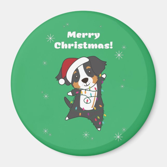 Bernese Merry Christmas Happy Christmas Dogs Magne Magnet (Front)