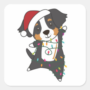 Bernese Merry Christmas Happy Christmas Dogs Square Sticker