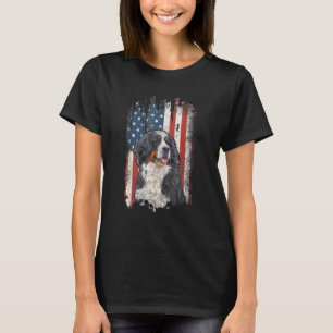 Bernese Mountain American Usa Flag 4th Of July Fou T-Shirt