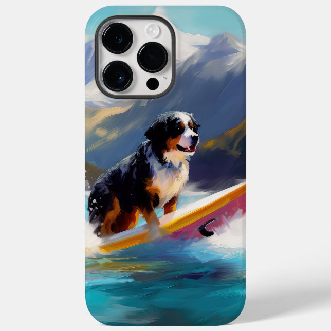 Bernese Mountain Beach Surfing Painting Case-Mate iPhone Case (Back)