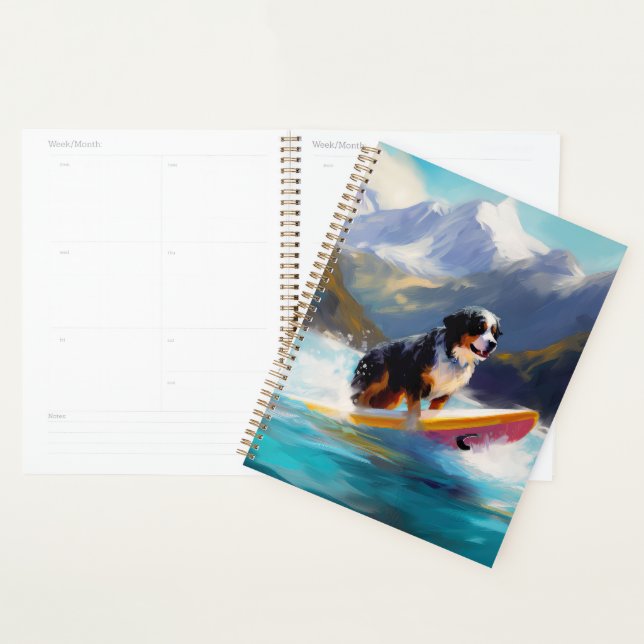 Bernese Mountain Beach Surfing Painting Planner (Display)