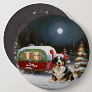 Bernese Mountain Caravan Christmas Adventure 6 Cm Round Badge