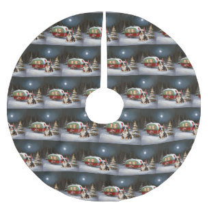 Bernese Mountain Caravan Christmas Adventure Brushed Polyester Tree Skirt