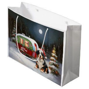 Bernese Mountain Caravan Christmas Adventure Large Gift Bag