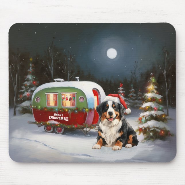 Bernese Mountain Caravan Christmas Adventure Mouse Mat (Front)