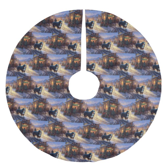 Bernese Mountain Christmas Festive Season Brushed Polyester Tree Skirt (Front)