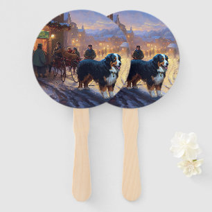 Bernese Mountain Christmas Festive Season Hand Fan