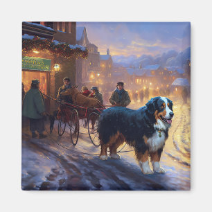 Bernese Mountain Christmas Festive Season Magnet