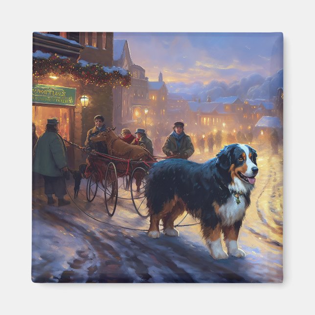 Bernese Mountain Christmas Festive Season Magnet (Front)