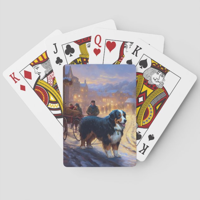 Bernese Mountain Christmas Festive Season Playing Cards (Back)