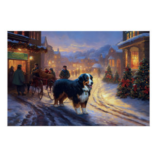 Bernese Mountain Christmas Festive Season Poster