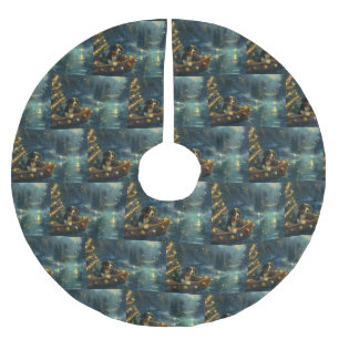 Bernese Mountain Christmas Festive Voyage Brushed Polyester Tree Skirt