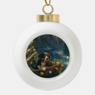 Bernese Mountain Christmas Festive Voyage Ceramic Ball Christmas Ornament