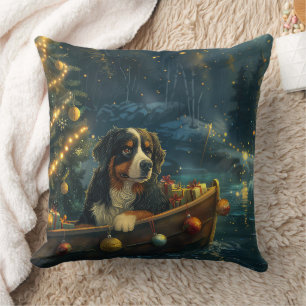 Bernese Mountain Christmas Festive Voyage Cushion