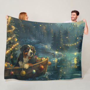 Bernese Mountain Christmas Festive Voyage Fleece Blanket