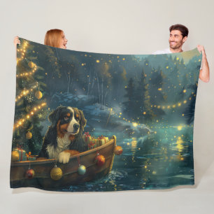 Bernese Mountain Christmas Festive Voyage Fleece Blanket