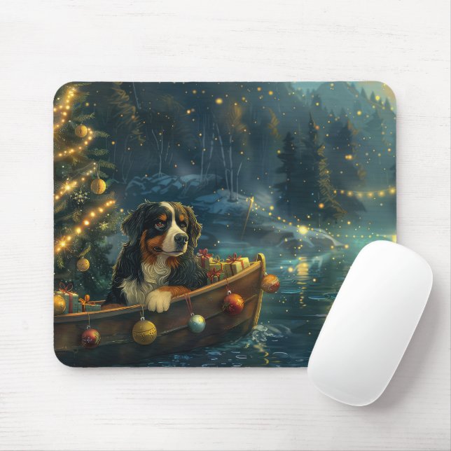 Bernese Mountain Christmas Festive Voyage Mouse Mat (With Mouse)