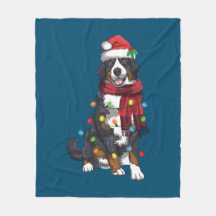 Bernese Mountain Christmas Light Funny Dog Lover Fleece Blanket