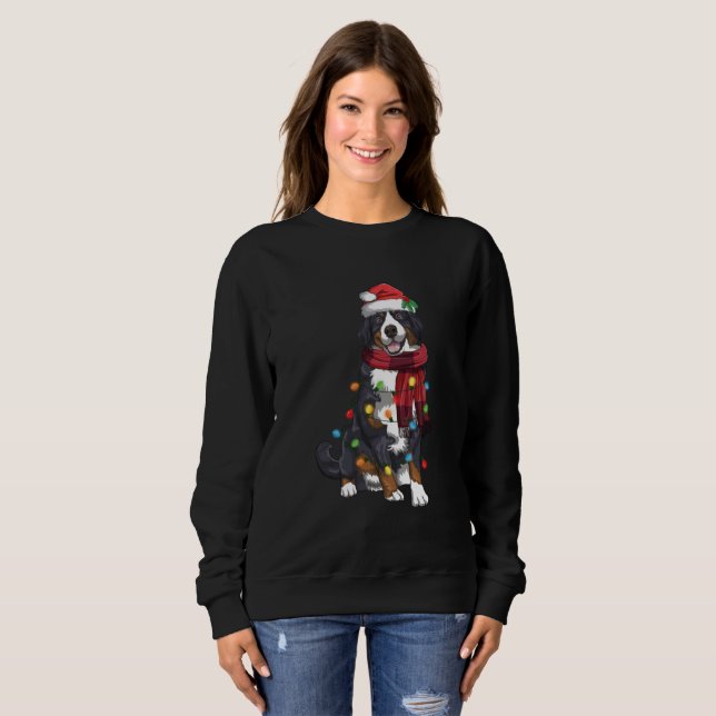 Bernese Mountain Christmas Light Funny Dog Lover Sweatshirt (Front Full)