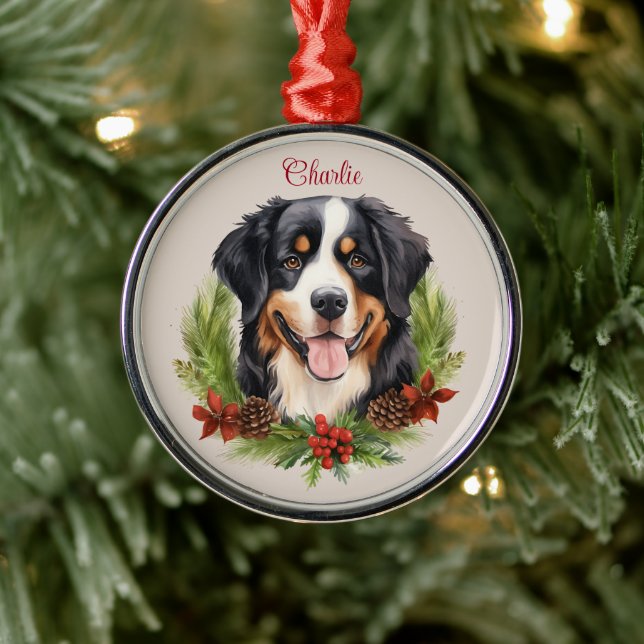 Bernese Mountain Christmas Pet Memorial Dog Breed Metal Tree Decoration (Tree)