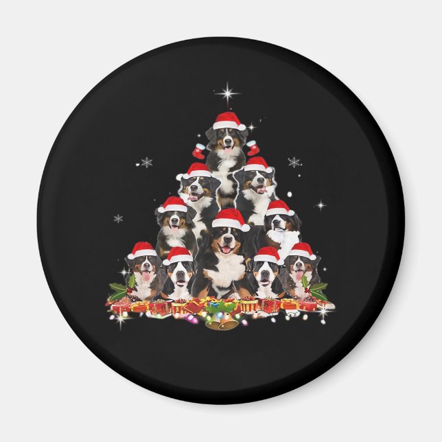 Bernese Mountain Christmas Tree Dog Santa Xmas Fun Magnet (Front)