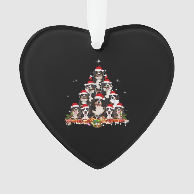 Bernese Mountain Christmas Tree Dog Santa Xmas Fun Ornament (Front)