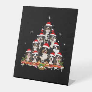 Bernese Mountain Christmas Tree Dog Santa Xmas Fun Pedestal Sign