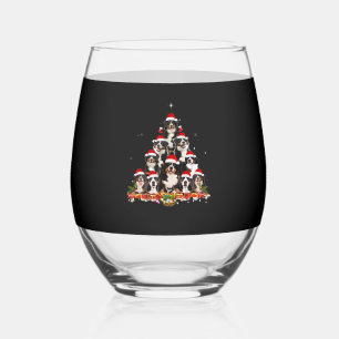 Bernese Mountain Christmas Tree Dog Santa Xmas Fun Stemless Wine Glass
