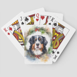 Bernese Mountain Christmas Wreath Festive Pup Playing Cards