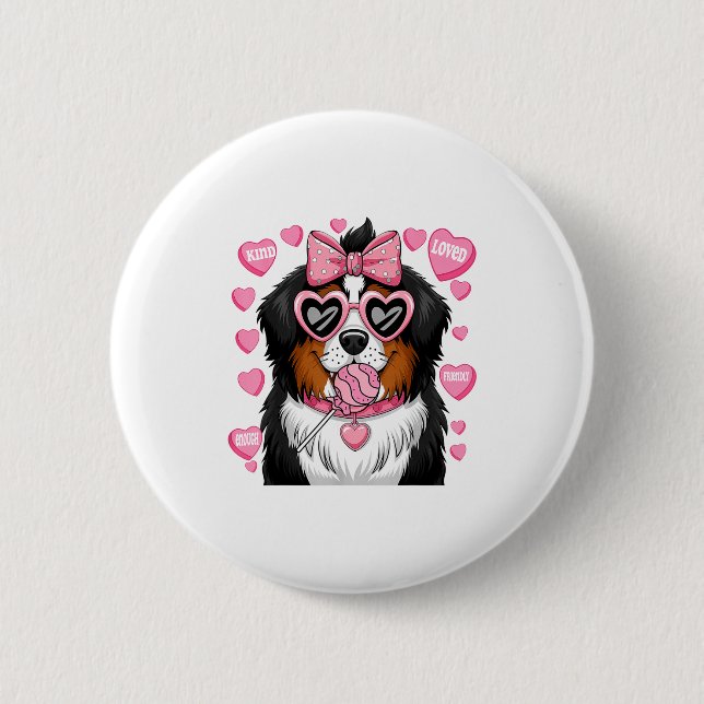 Bernese Mountain Coquette Dog Pet Lover Owner  6 Cm Round Badge (Front)