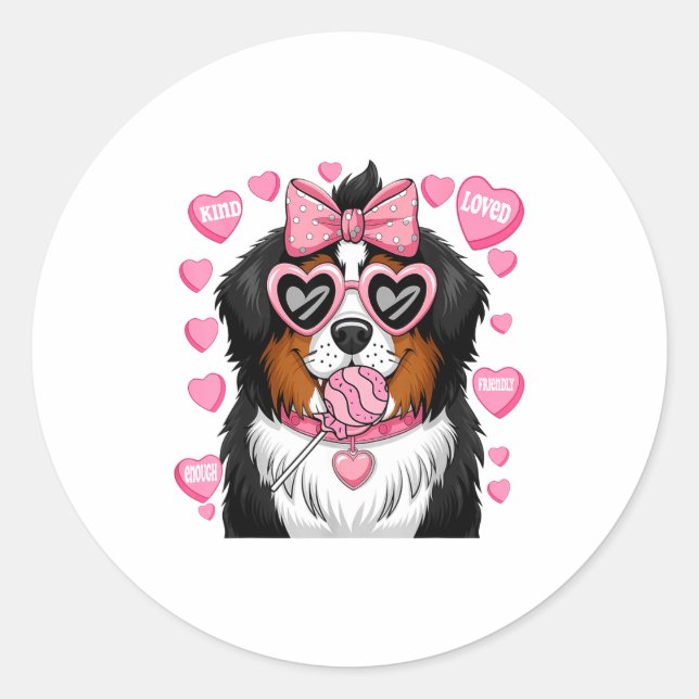 Bernese Mountain Coquette Dog Pet Lover Owner  Classic Round Sticker (Front)