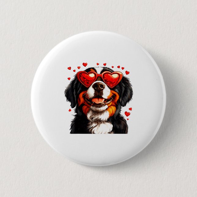 Bernese Mountain Cute Berner Dog Lover Valentines  6 Cm Round Badge (Front)