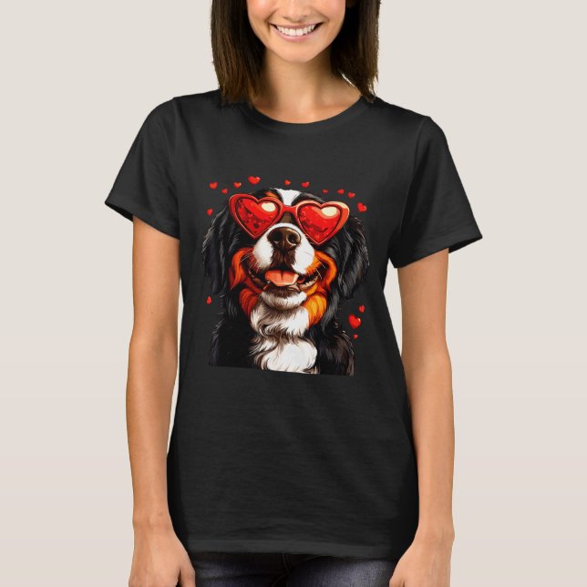 Bernese Mountain Cute Berner Dog Lover Valentines  T-Shirt (Front)