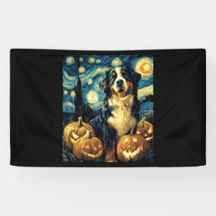 Bernese Mountain Cute Dog Halloween Jack O Lantern Banner