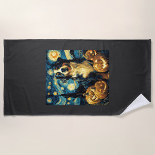 Bernese Mountain Cute Dog Halloween Jack O Lantern Beach Towel