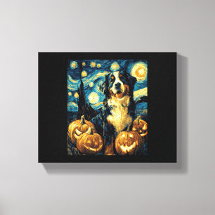 Bernese Mountain Cute Dog Halloween Jack O Lantern Canvas Print